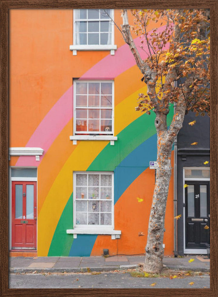 Autumn Rainbow House - Stretched Canvas, Poster or Fine Art Print I Heart Wall Art