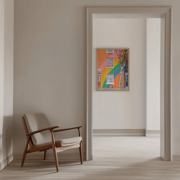 Autumn Rainbow House - Stretched Canvas, Poster or Fine Art Print I Heart Wall Art