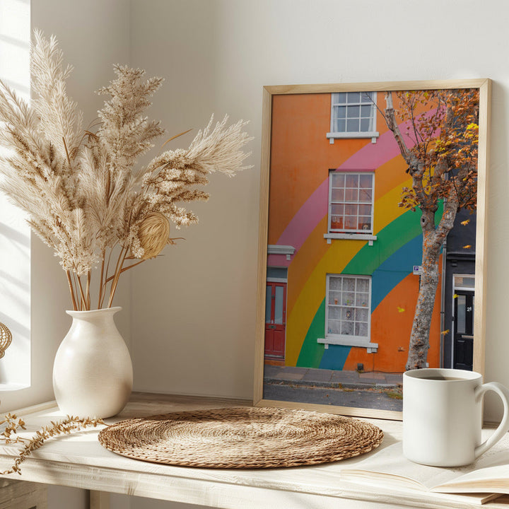 Autumn Rainbow House - Stretched Canvas, Poster or Fine Art Print I Heart Wall Art