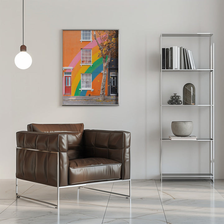 Autumn Rainbow House - Stretched Canvas, Poster or Fine Art Print I Heart Wall Art