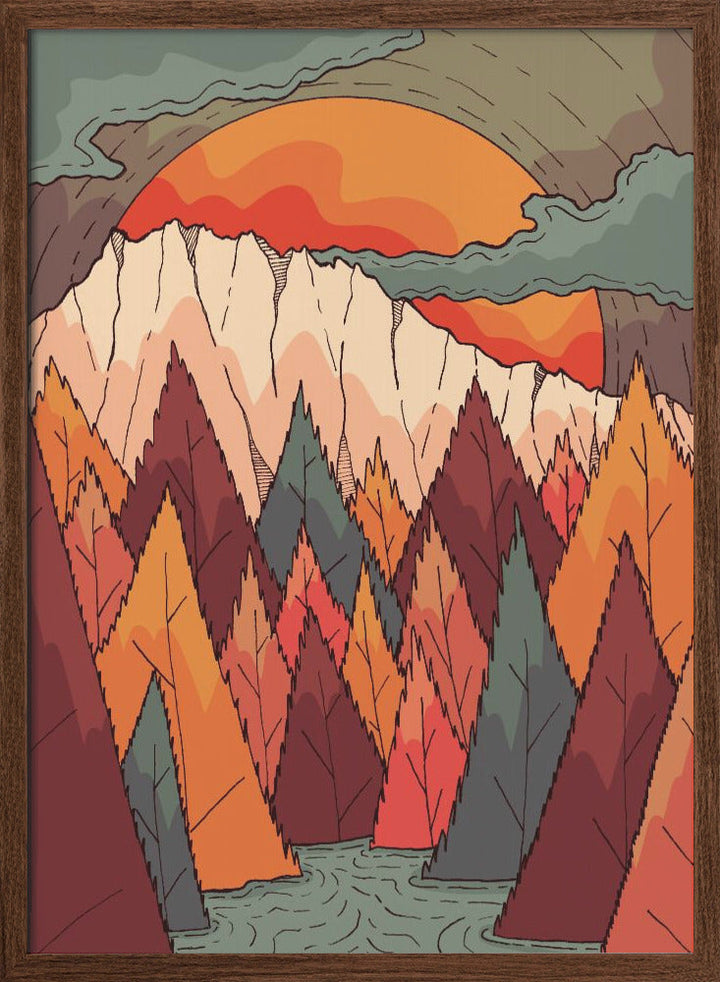 Autumn River Valley - Stretched Canvas, Poster or Fine Art Print I Heart Wall Art