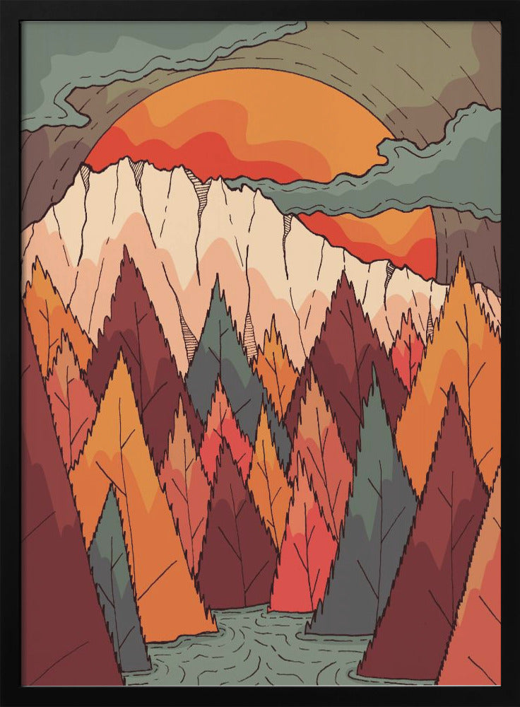 Autumn River Valley - Stretched Canvas, Poster or Fine Art Print I Heart Wall Art