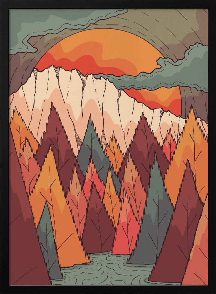 Autumn River Valley - Stretched Canvas, Poster or Fine Art Print I Heart Wall Art