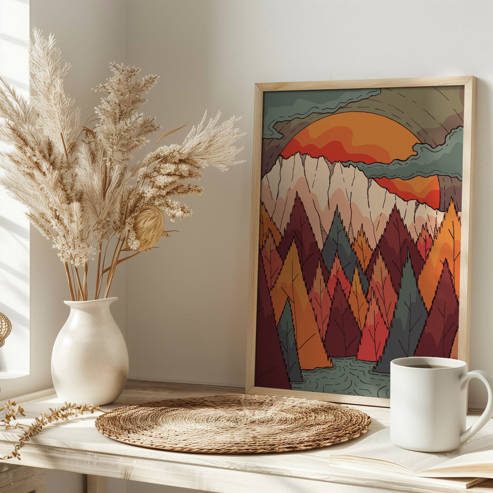 Autumn River Valley - Stretched Canvas, Poster or Fine Art Print I Heart Wall Art