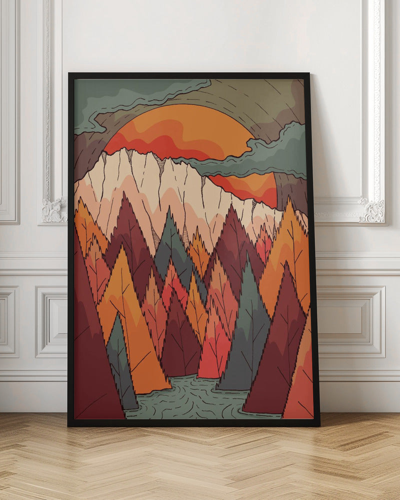 Autumn River Valley - Stretched Canvas, Poster or Fine Art Print I Heart Wall Art