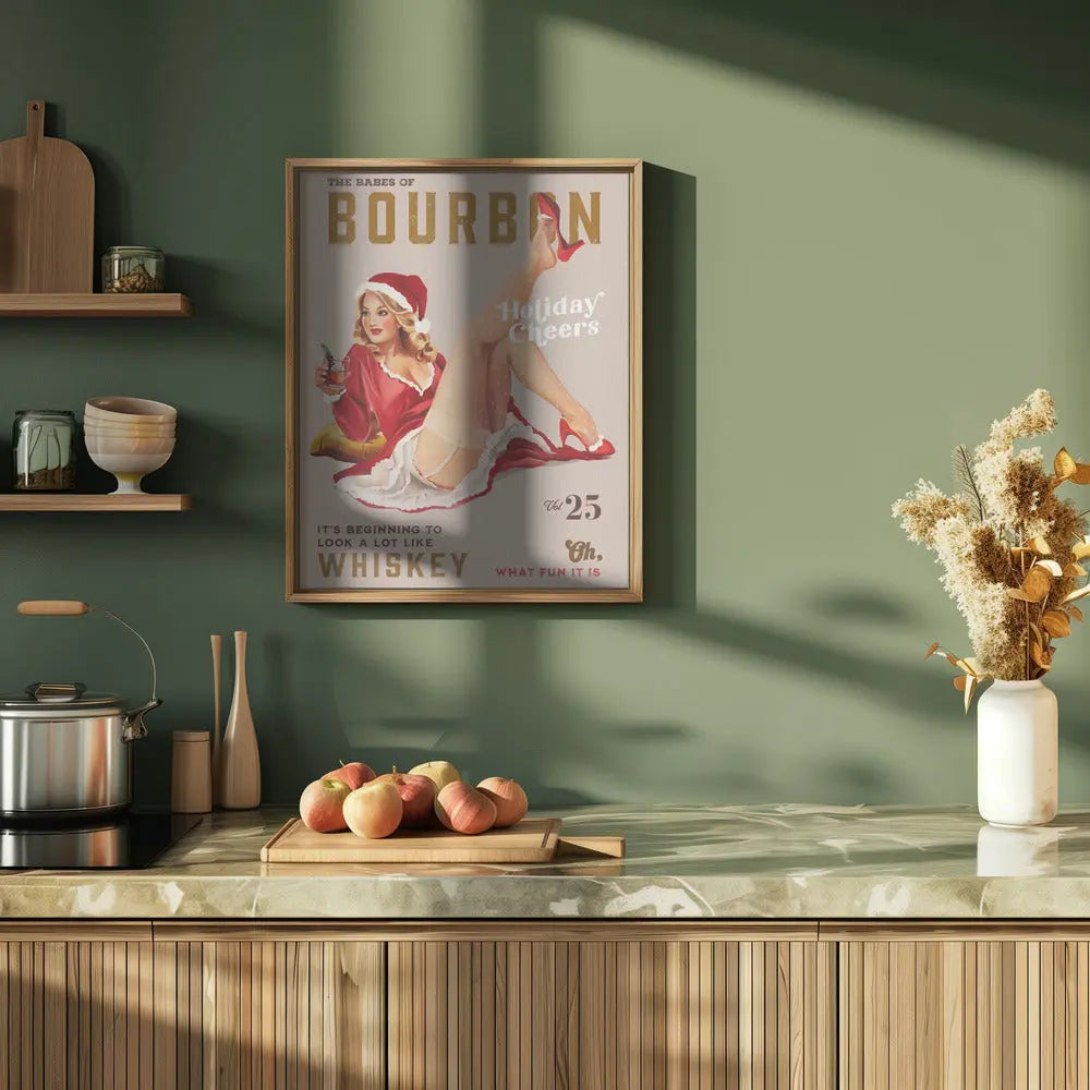 Babes of Bourbon Vol 25 Holiday Cheer Christmas Pinup - Stretched Canvas, Poster or Fine Art Print I Heart Wall Art