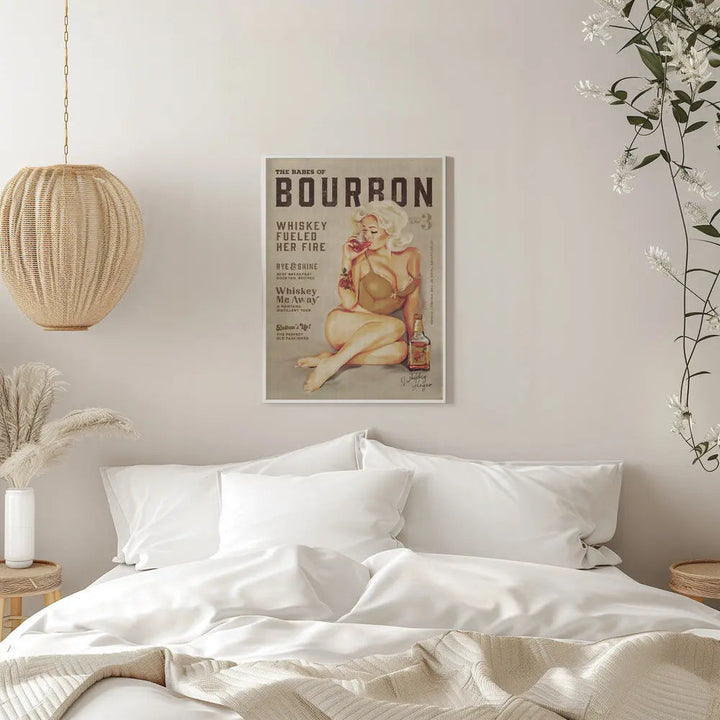 Babes of Bourbon Vol 3 Sexy Vintage Pin Up Girl Drinking Whiskey - Stretched Canvas, Poster or Fine Art Print I Heart Wall Art