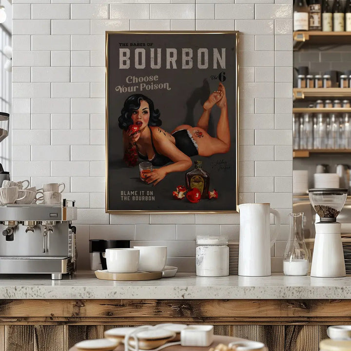 Babes of Bourbon Vol 6 Choose Your Poison Sexy Pinup - Stretched Canvas, Poster or Fine Art Print I Heart Wall Art