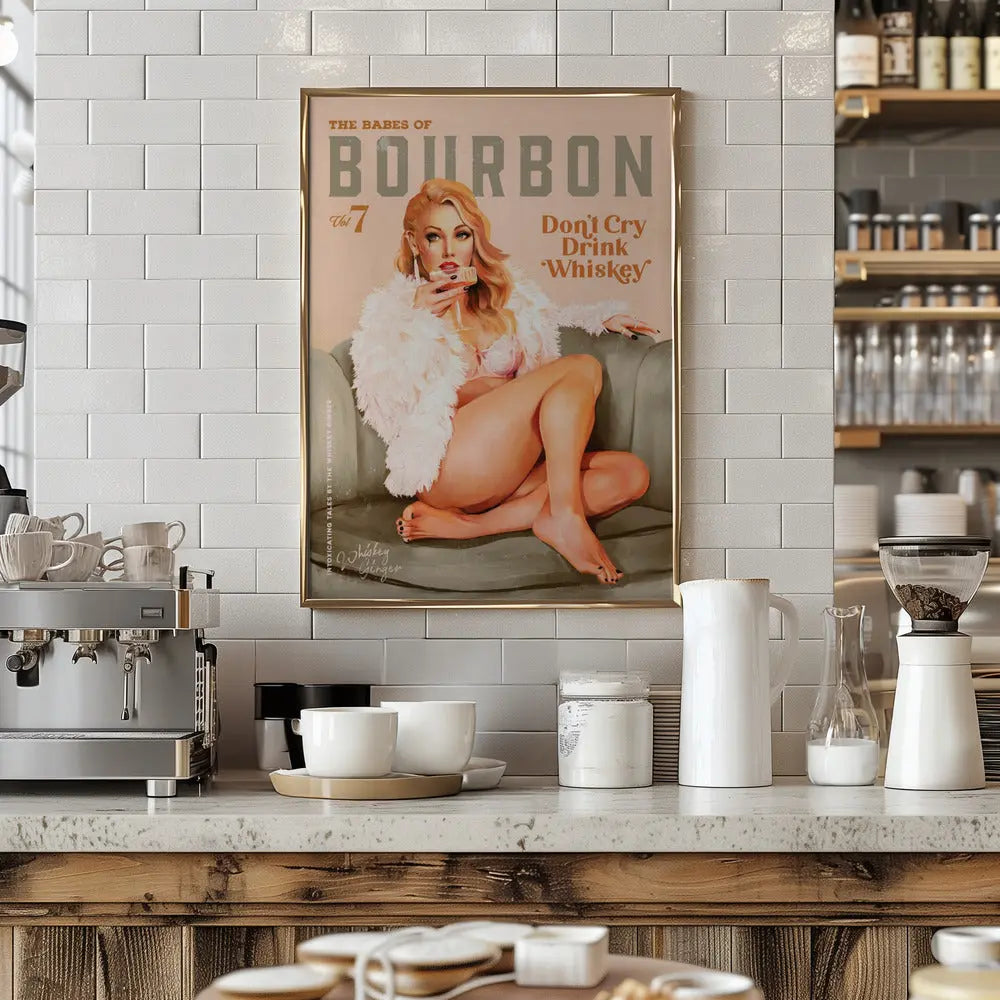 Babes of Bourbon Vol 7 Sexy Vintage Whiskey Pinup Girl - Stretched Canvas, Poster or Fine Art Print I Heart Wall Art