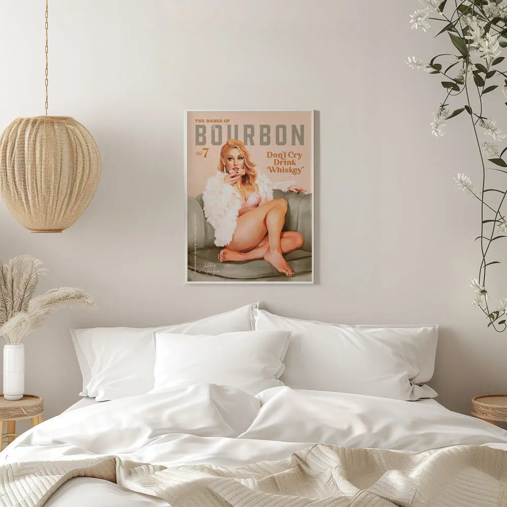 Babes of Bourbon Vol 7 Sexy Vintage Whiskey Pinup Girl - Stretched Canvas, Poster or Fine Art Print I Heart Wall Art