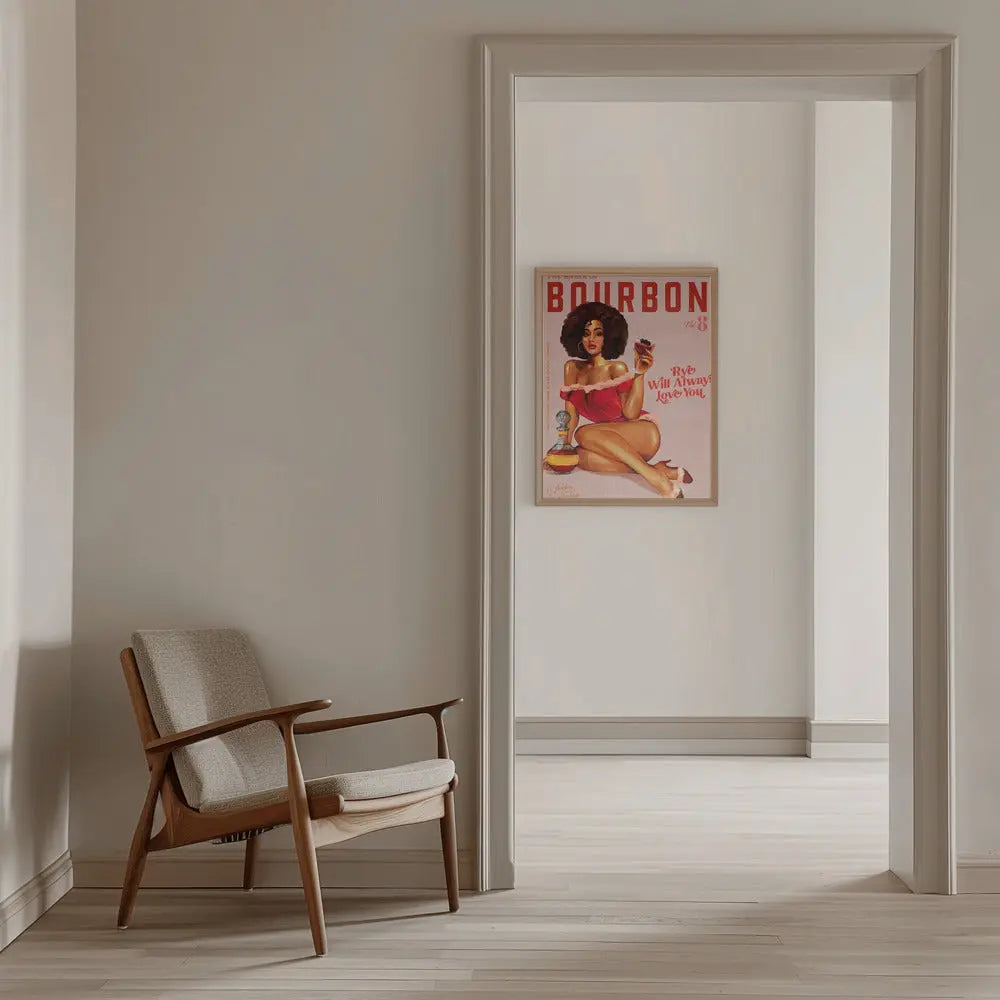 Babes of Bourbon Vol 8 Vintage Pinup Girl With Afro - Stretched Canvas, Poster or Fine Art Print I Heart Wall Art