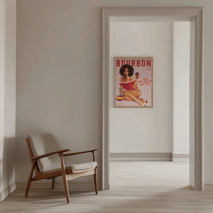 Babes of Bourbon Vol 8 Vintage Pinup Girl With Afro - Stretched Canvas, Poster or Fine Art Print I Heart Wall Art
