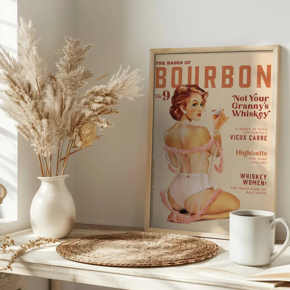Babes of Bourbon Vol 9 Vintage Whiskey Pinup - Stretched Canvas, Poster or Fine Art Print I Heart Wall Art