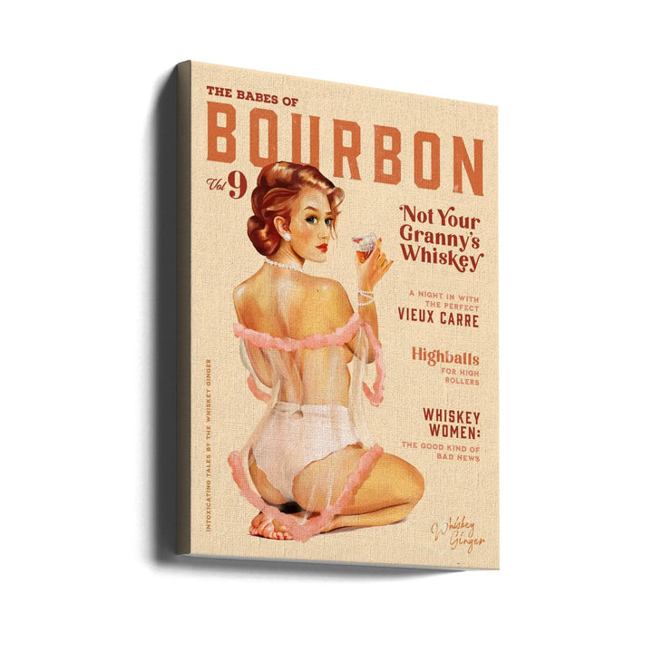 Babes of Bourbon Vol 9 Vintage Whiskey Pinup - Stretched Canvas, Poster or Fine Art Print I Heart Wall Art