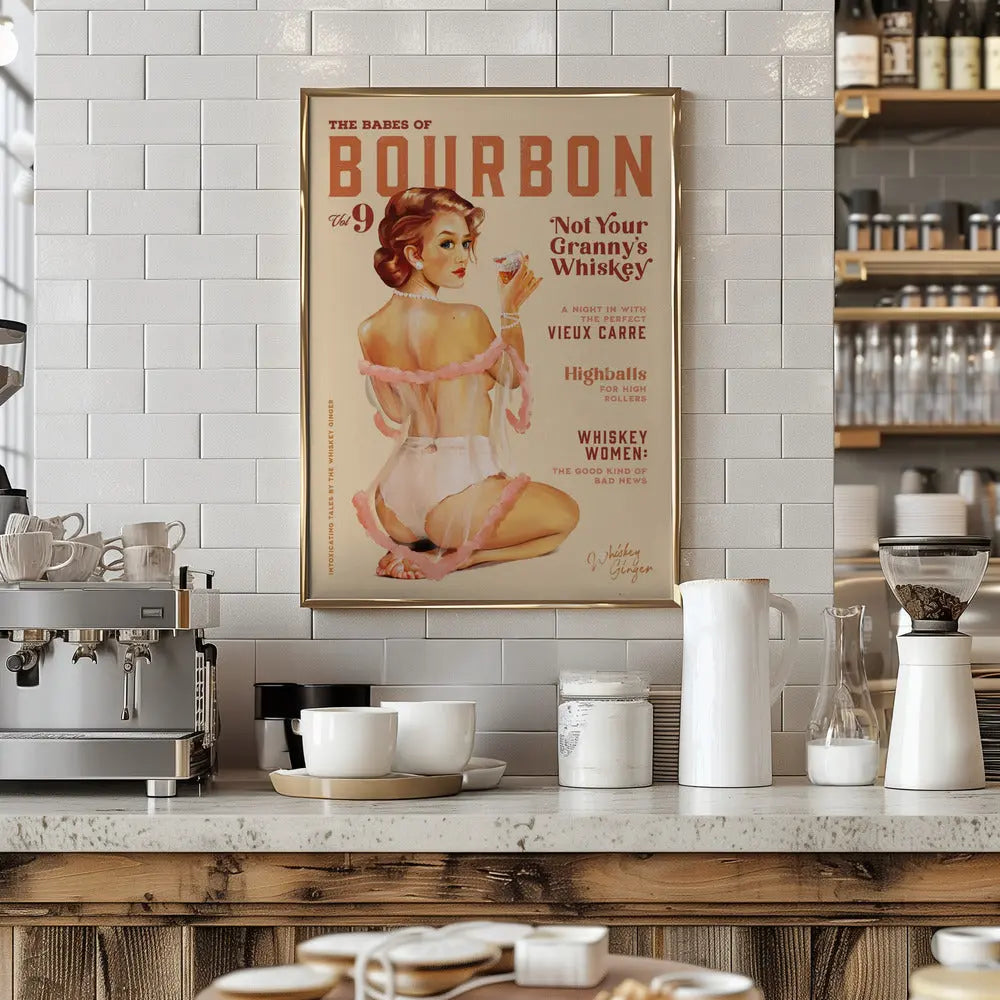 Babes of Bourbon Vol 9 Vintage Whiskey Pinup - Stretched Canvas, Poster or Fine Art Print I Heart Wall Art