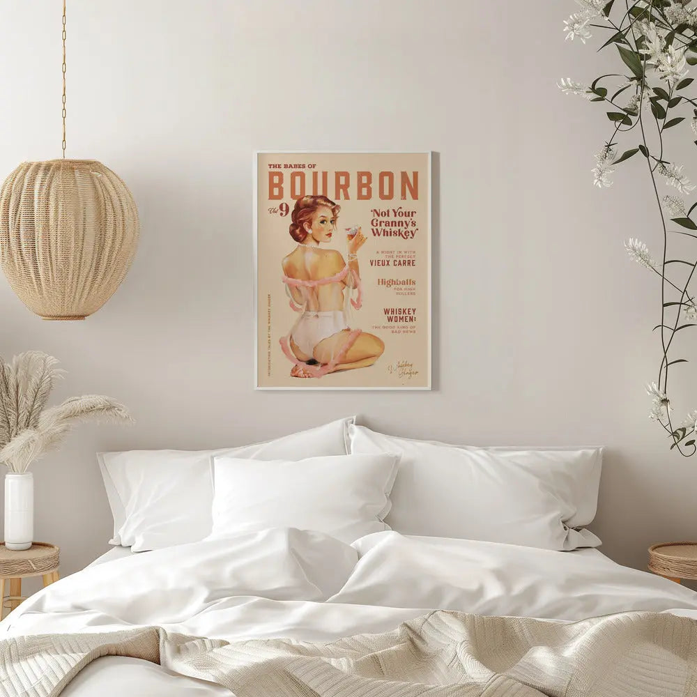Babes of Bourbon Vol 9 Vintage Whiskey Pinup - Stretched Canvas, Poster or Fine Art Print I Heart Wall Art