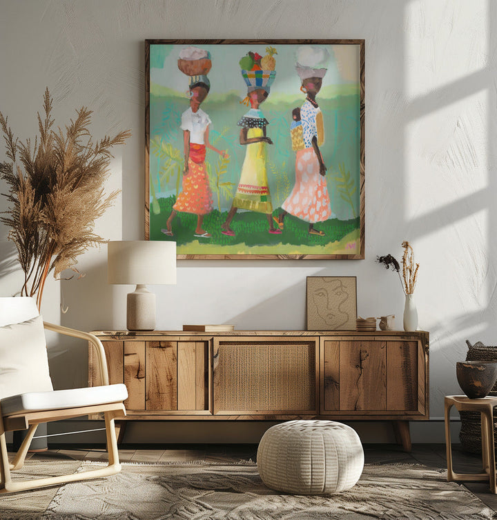 Back From the Market - Square Stretched Canvas, Poster or Fine Art Print I Heart Wall Art