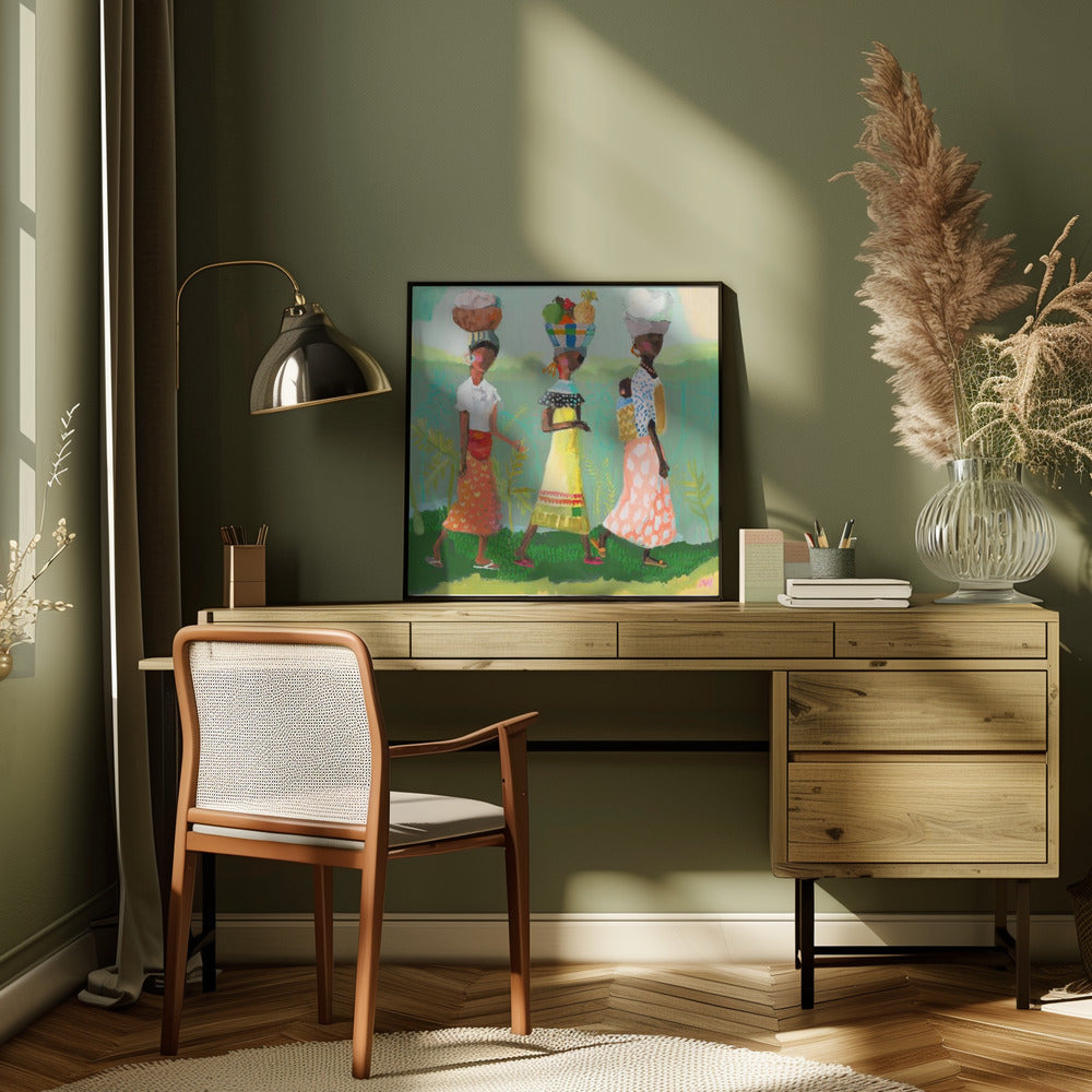 Back From the Market - Square Stretched Canvas, Poster or Fine Art Print I Heart Wall Art
