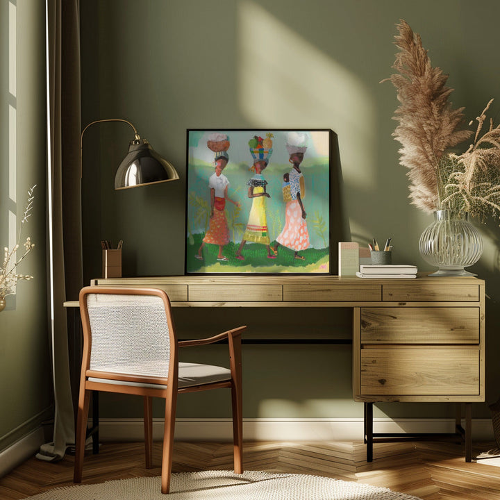 Back From the Market - Square Stretched Canvas, Poster or Fine Art Print I Heart Wall Art