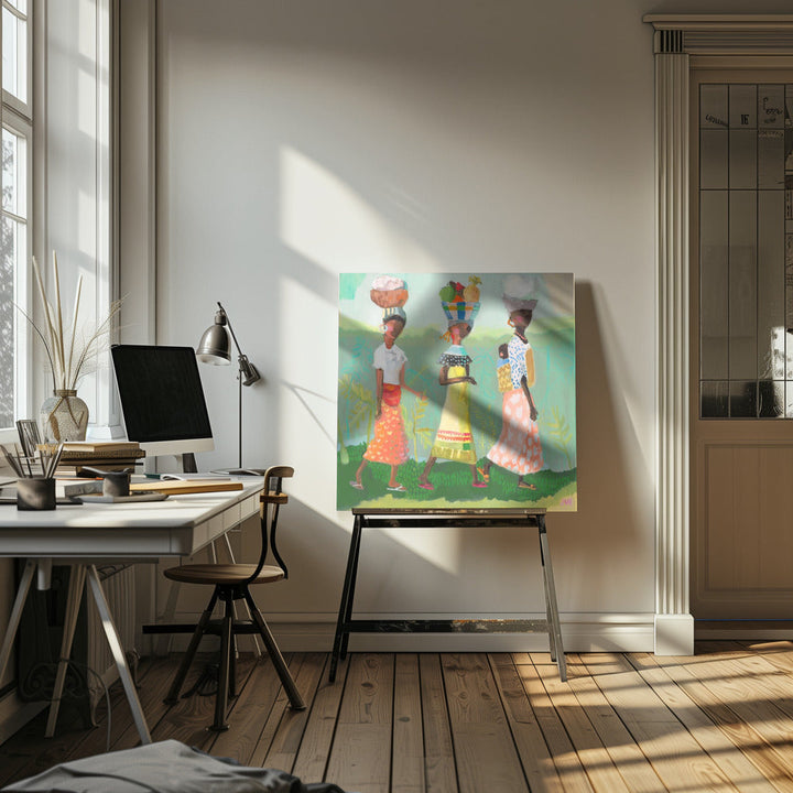 Back From the Market - Square Stretched Canvas, Poster or Fine Art Print I Heart Wall Art