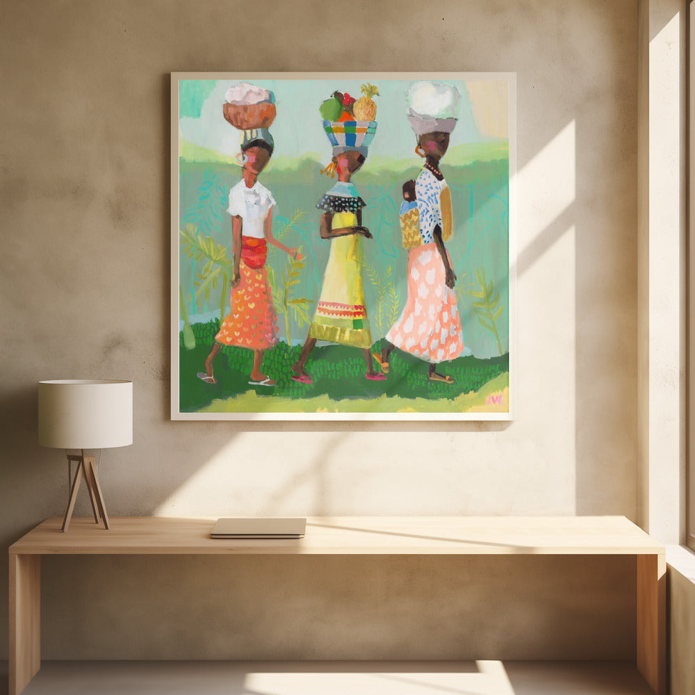 Back From the Market - Square Stretched Canvas, Poster or Fine Art Print I Heart Wall Art