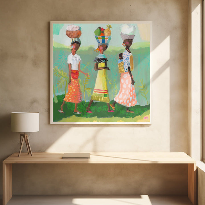 Back From the Market - Square Stretched Canvas, Poster or Fine Art Print I Heart Wall Art