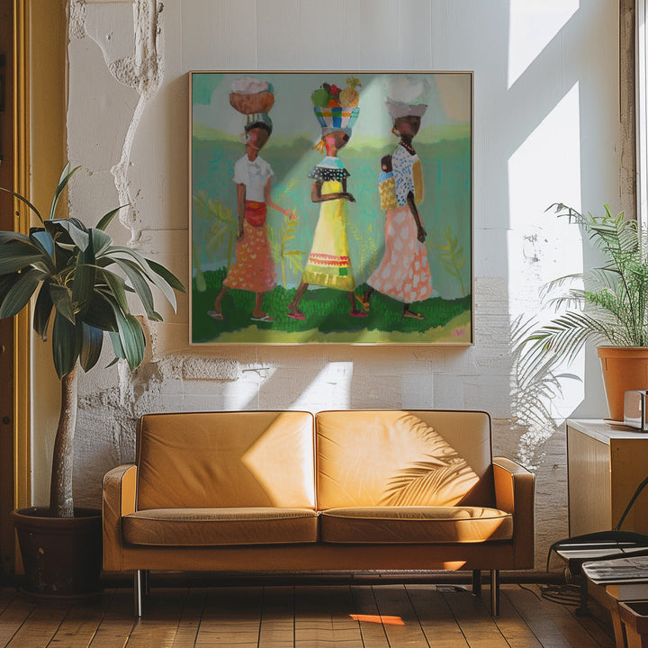 Back From the Market - Square Stretched Canvas, Poster or Fine Art Print I Heart Wall Art