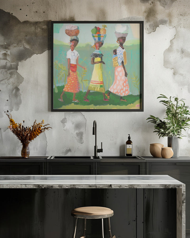 Back From the Market - Square Stretched Canvas, Poster or Fine Art Print I Heart Wall Art
