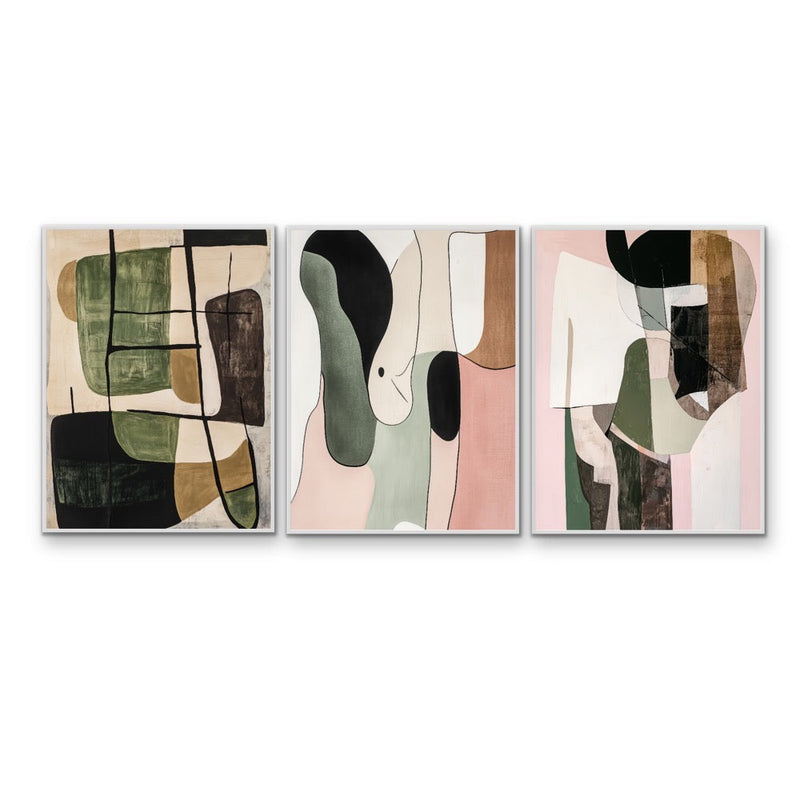 Back To Basics - Three Piece Abstract Geometric Print Set I Heart Wall Art Australia