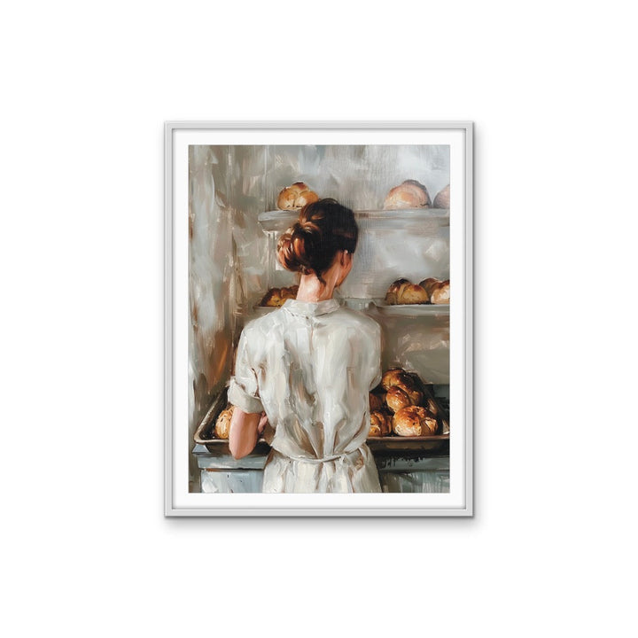Baker Girl - Vintage Woman in Bakery, Stretched Canvas or Wall Art Print I Heart Wall Art