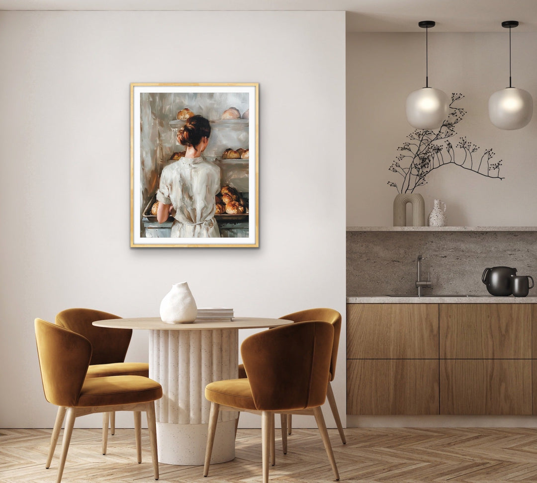 Baker Girl - Vintage Woman in Bakery, Stretched Canvas or Wall Art Print I Heart Wall Art