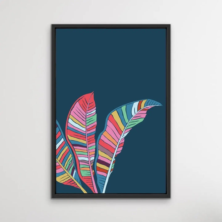 Banana Palm - Turquoise Pink Banana Palm Graphic Wall Art Print Canvas - I Heart Wall Art - Poster Print, Canvas Print or Framed Art Print