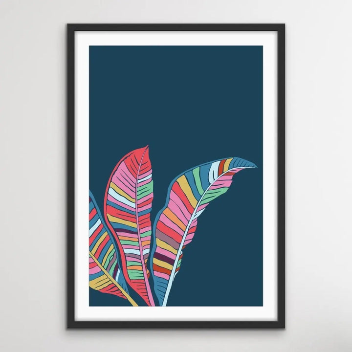 Banana Palm - Turquoise Pink Banana Palm Graphic Wall Art Print Canvas - I Heart Wall Art - Poster Print, Canvas Print or Framed Art Print