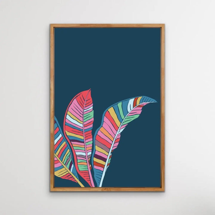 Banana Palm - Turquoise Pink Banana Palm Graphic Wall Art Print Canvas - I Heart Wall Art - Poster Print, Canvas Print or Framed Art Print