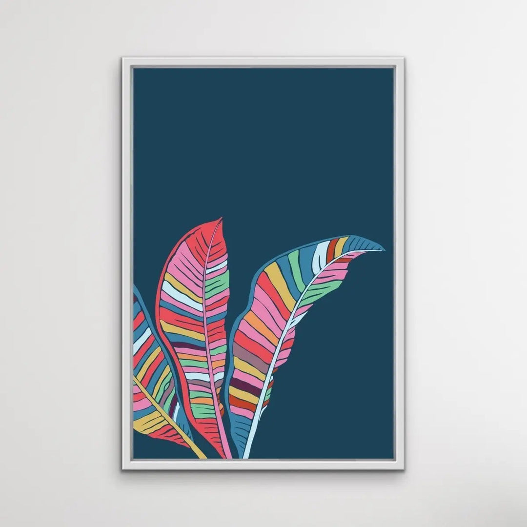 Banana Palm - Turquoise Pink Banana Palm Graphic Wall Art Print Canvas - I Heart Wall Art - Poster Print, Canvas Print or Framed Art Print