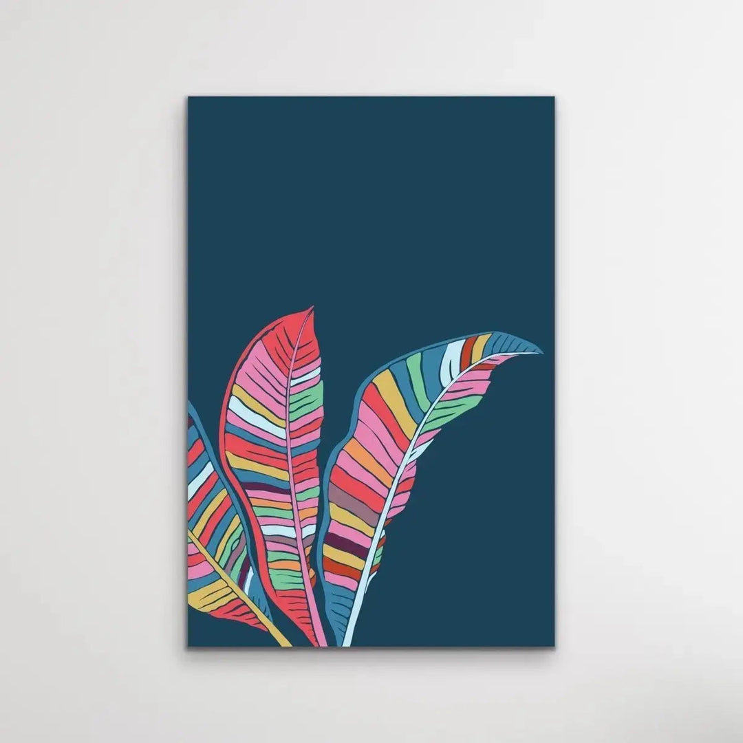 Banana Palm - Turquoise Pink Banana Palm Graphic Wall Art Print Canvas - I Heart Wall Art - Poster Print, Canvas Print or Framed Art Print