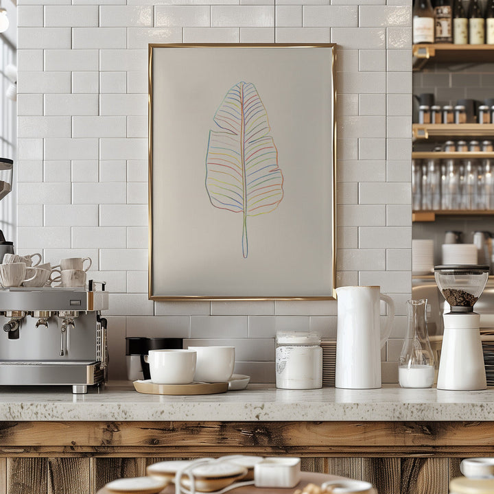 Banana Rainbow Leaf - Stretched Canvas, Poster or Fine Art Print I Heart Wall Art