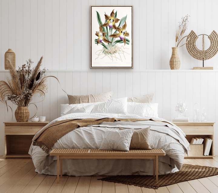 Batemannia Burtii Orchid from The Floral Magazine (1861 - 1881) by Worthington G. Smith, John N. Fitch and Walter H. Fitch - Botanical Illustration Stretched Canvas or Wall Art Print - I Heart Wall Art - Poster Print, Canvas Print or Framed Art Print
