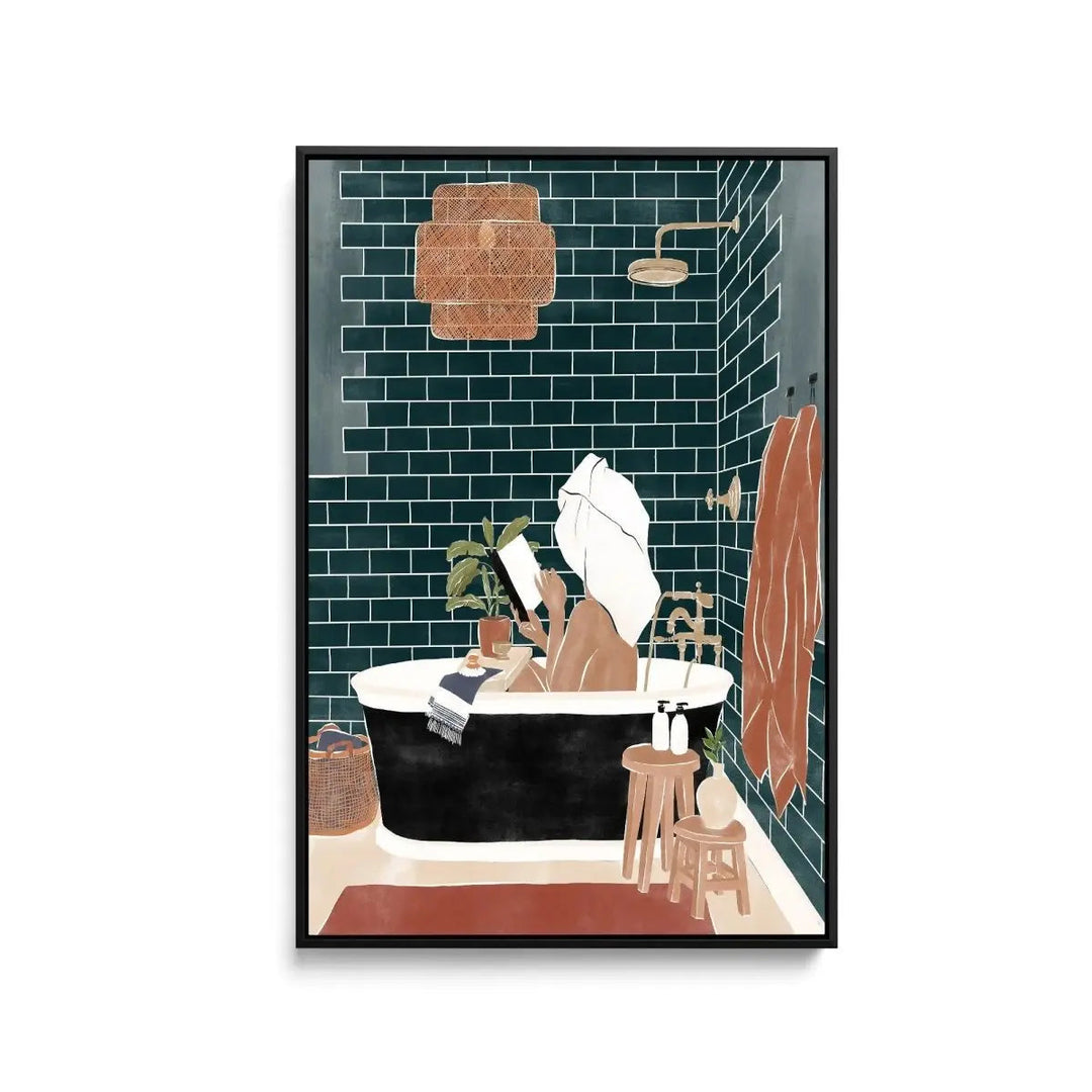 Bathroom Babe by Ivy Green Illustrations- Stretched Canvas Print or Framed Fine Art Print - Artwork - I Heart Wall Art - Poster Print, Canvas Print or Framed Art Print