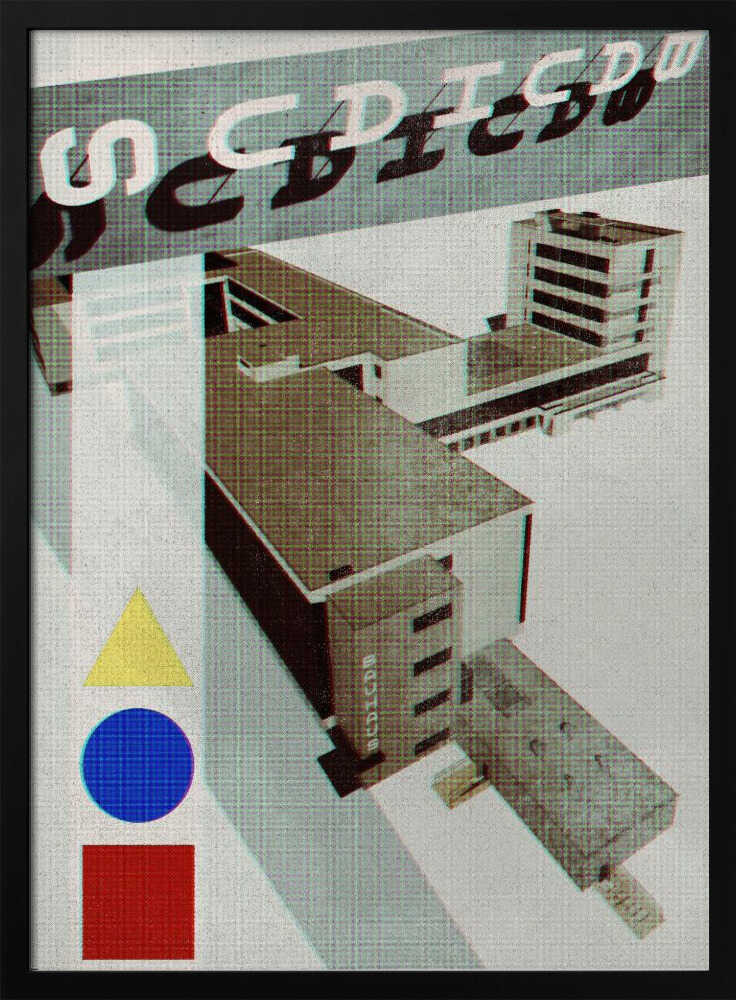 Bauhaus Dessau architecture in vintage magazine style III - Stretched Canvas, Poster or Fine Art Print - I Heart Wall Art - Poster Print, Canvas Print or Framed Art Print