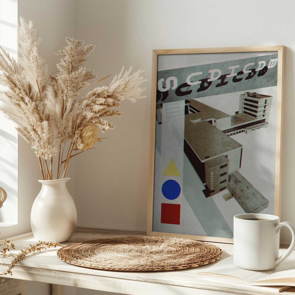 Bauhaus Dessau architecture in vintage magazine style III - Stretched Canvas, Poster or Fine Art Print - I Heart Wall Art - Poster Print, Canvas Print or Framed Art Print