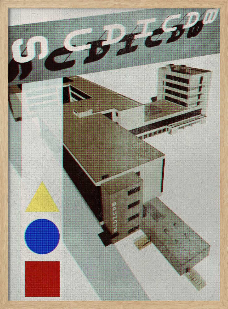 Bauhaus Dessau architecture in vintage magazine style III - Stretched Canvas, Poster or Fine Art Print - I Heart Wall Art - Poster Print, Canvas Print or Framed Art Print