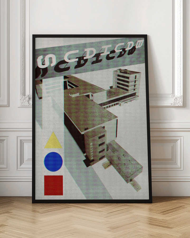 Bauhaus Dessau architecture in vintage magazine style III - Stretched Canvas, Poster or Fine Art Print - I Heart Wall Art - Poster Print, Canvas Print or Framed Art Print