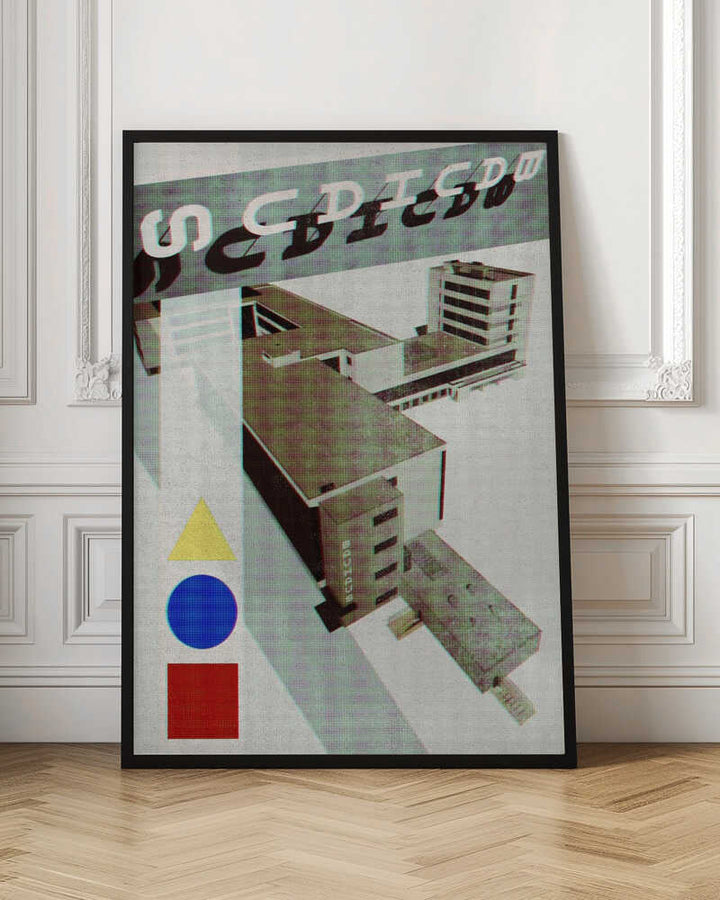Bauhaus Dessau architecture in vintage magazine style III - Stretched Canvas, Poster or Fine Art Print - I Heart Wall Art - Poster Print, Canvas Print or Framed Art Print