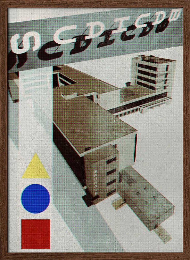 Bauhaus Dessau architecture in vintage magazine style III - Stretched Canvas, Poster or Fine Art Print - I Heart Wall Art - Poster Print, Canvas Print or Framed Art Print