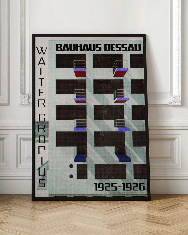 Bauhaus Dessau architecture in vintage magazine style IV - Stretched Canvas, Poster or Fine Art Print - I Heart Wall Art - Poster Print, Canvas Print or Framed Art Print