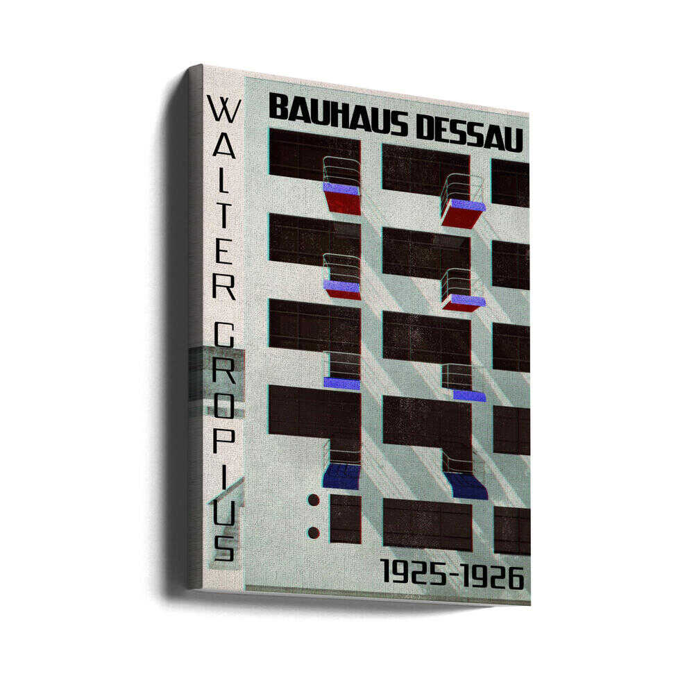 Bauhaus Dessau architecture in vintage magazine style IV - Stretched Canvas, Poster or Fine Art Print - I Heart Wall Art - Poster Print, Canvas Print or Framed Art Print