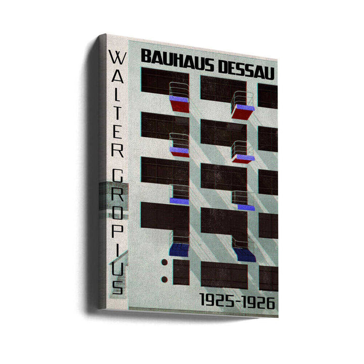 Bauhaus Dessau architecture in vintage magazine style IV - Stretched Canvas, Poster or Fine Art Print - I Heart Wall Art - Poster Print, Canvas Print or Framed Art Print