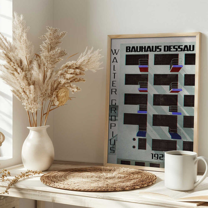 Bauhaus Dessau architecture in vintage magazine style IV - Stretched Canvas, Poster or Fine Art Print - I Heart Wall Art - Poster Print, Canvas Print or Framed Art Print