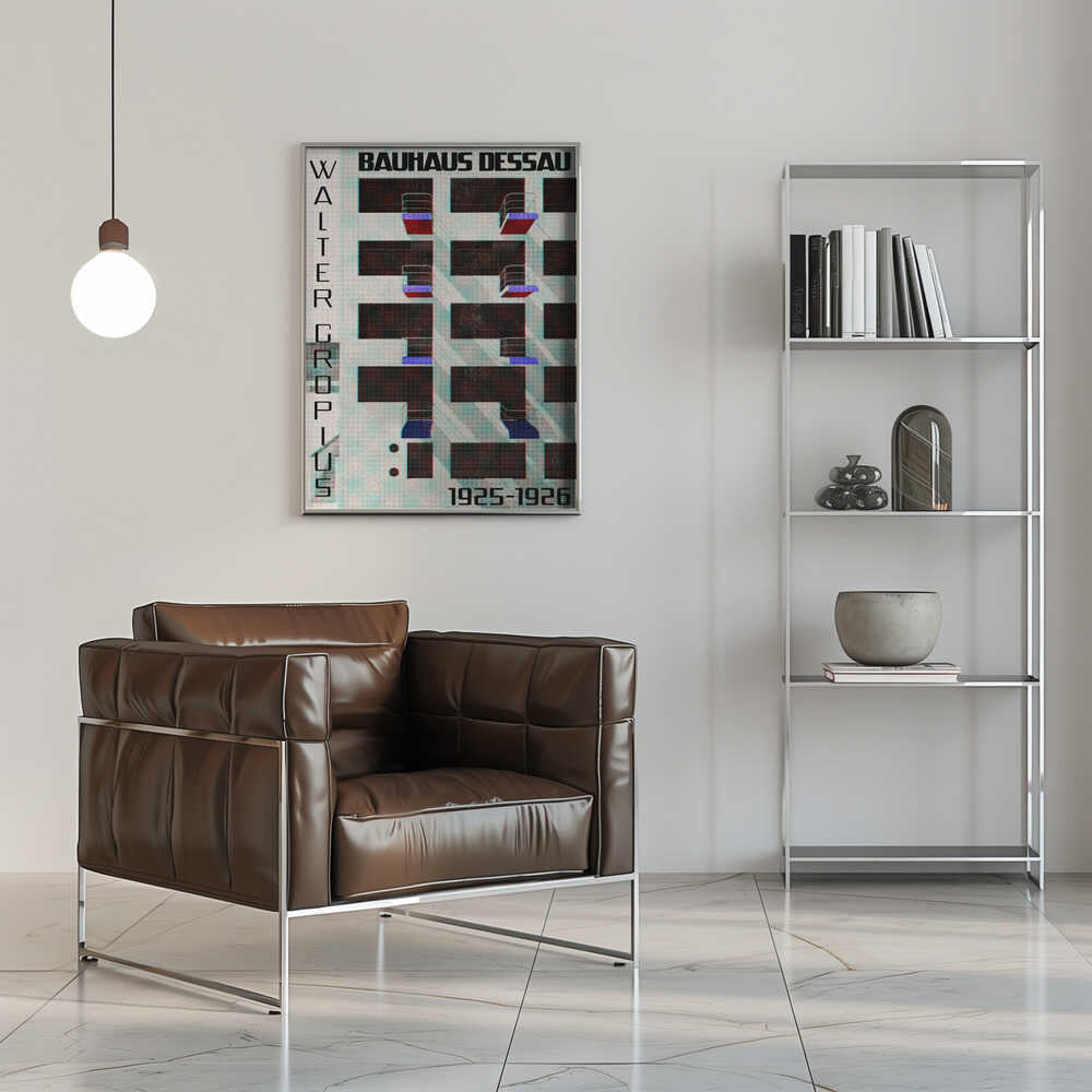 Bauhaus Dessau architecture in vintage magazine style IV - Stretched Canvas, Poster or Fine Art Print - I Heart Wall Art - Poster Print, Canvas Print or Framed Art Print